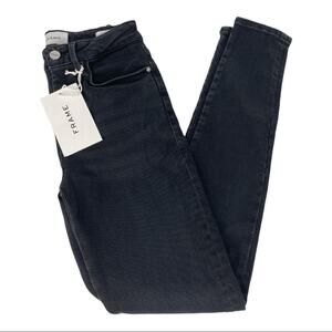 Frame Le High Straight Leg Skinny Jeans Black Size 1